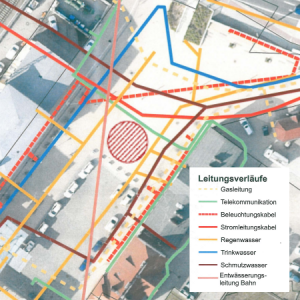 Leitungsplan Bahnhofsvorplatz; Quelle: Stadt Eberswalde. Alle Rechte vorbehalten.